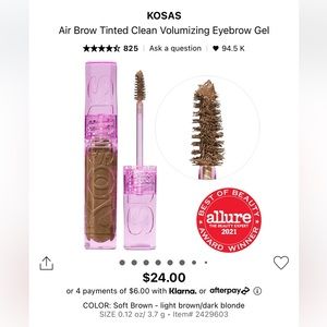 Kosas Air Brow Eyebrow Gel in Soft Brown New No Box